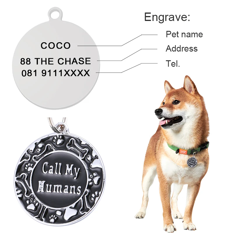 Free Engraved Pet Dog ID Tag Personalized Cat Puppy ID Tag Pet Dog Collar Accessories Custom Dogs Anti-lost Name Tags Pendant - Image 3