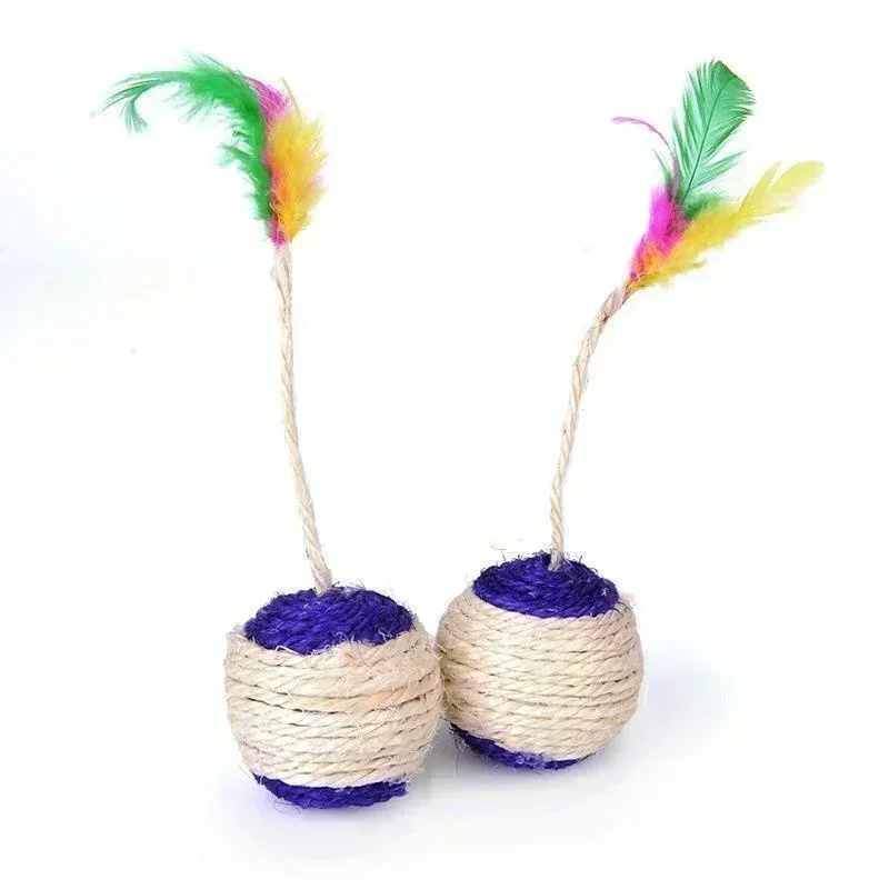(3pcs) Cat Toy Sisal Scratching Ball Pet Cat Supplies Feather Toy Cat Toys Interactive Training Interactive Toy for Kitten - Image 4