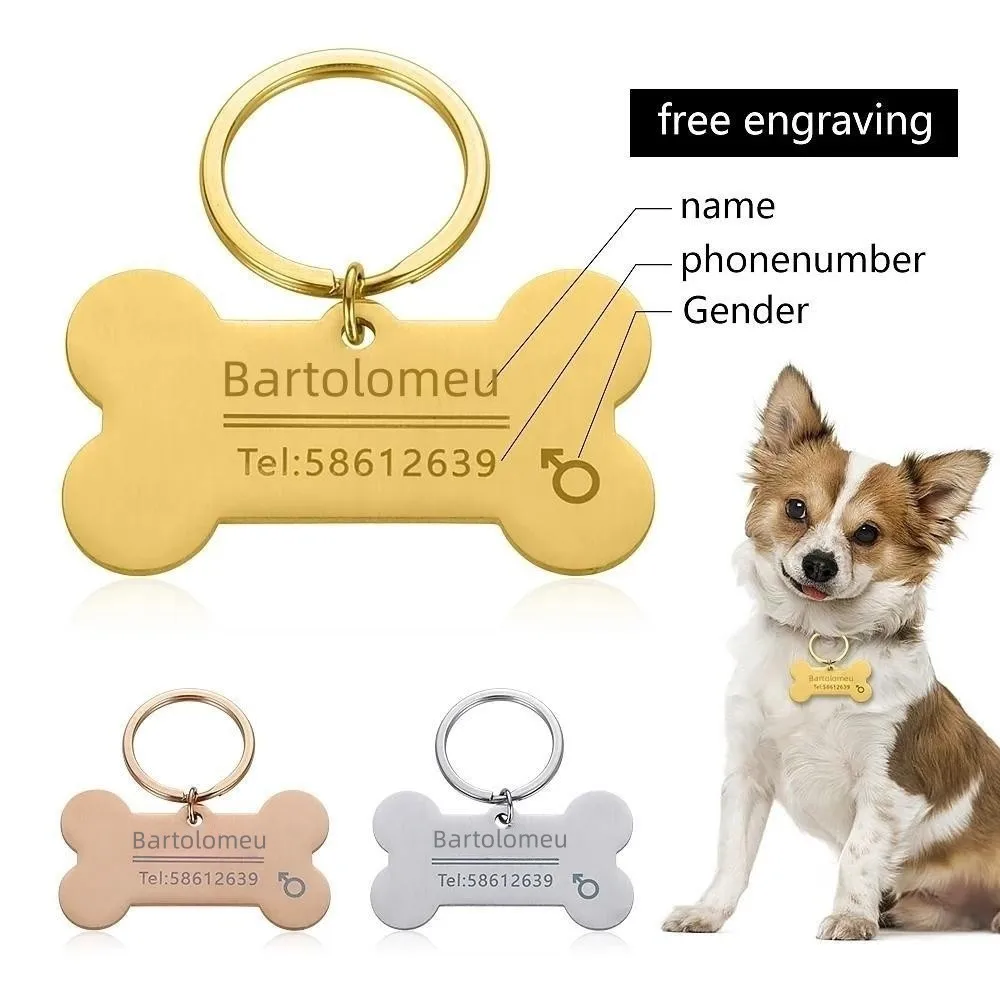 (5pcs) Personalized Engraved Cat Dog Pet ID Tag Dogs Anti-lost Collar Charm Engraving Pet Name Collar for Puppy Cats Collar Accessories - Image 4