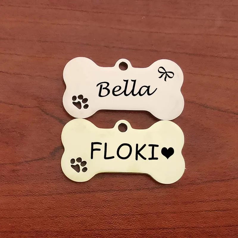 (2pcs) Pet ID Tag Personalized Free Engraved Keychain for Cat Puppy Dog Tag Pendant Keyring Bone Paw Bone Pet Accessories - Image 2
