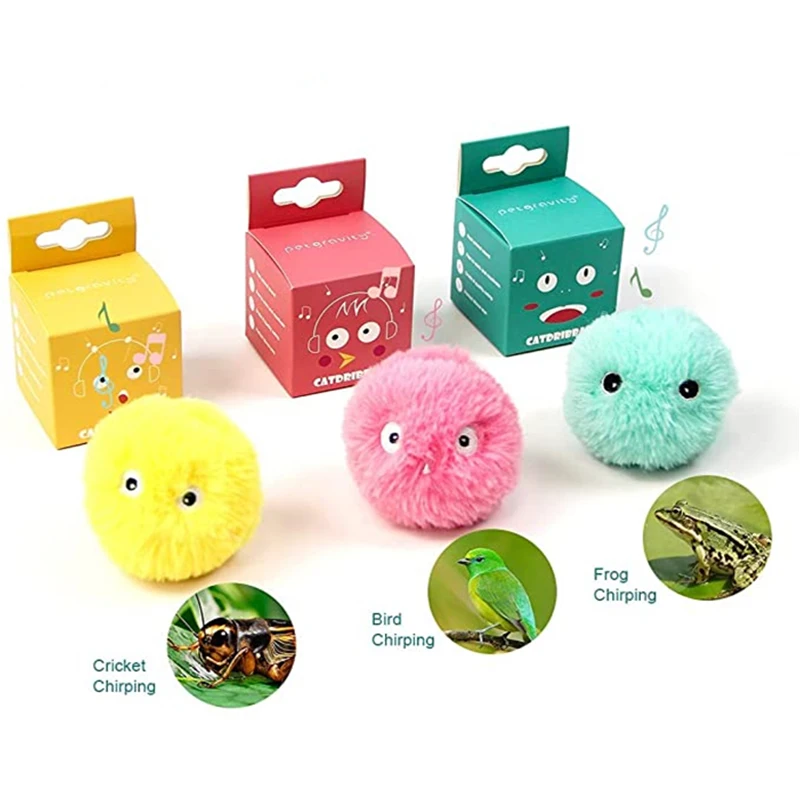 (3pcs) Interactive Ball Smart Cat Toys Plush Electric Catnip Training Toy Kitten Touch Sounding Pet Product Squeak Toy Ball - Image 4