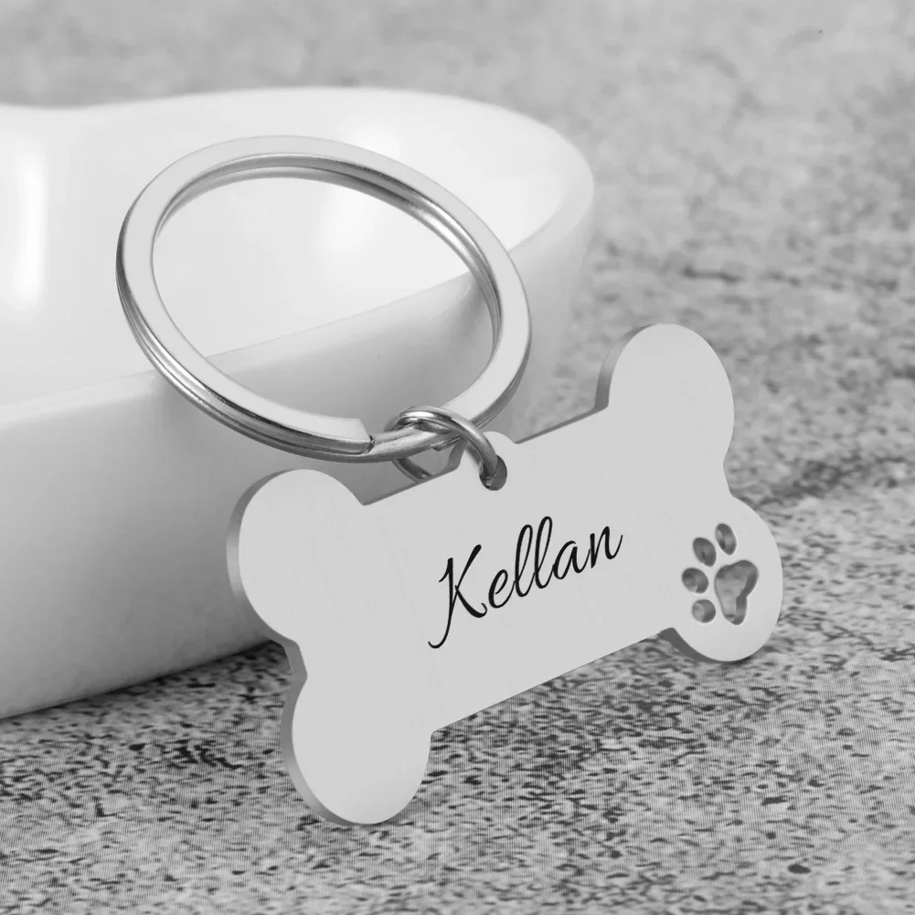(3pcs) Anti-Lost Pet ID Tag Keychain Personalized Engraved Name Phone No.Puppy Dog Collar Tag Keyring Bone Custom Accessories Gift - Image 3