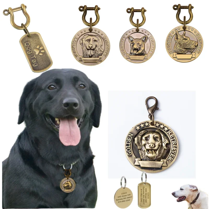 VIP Customizable Engraved Pets ID Tag for Dog Cat Bronze Nameplate Tags Personalized Address Number Dogs Collar ID Pendant - Image 5