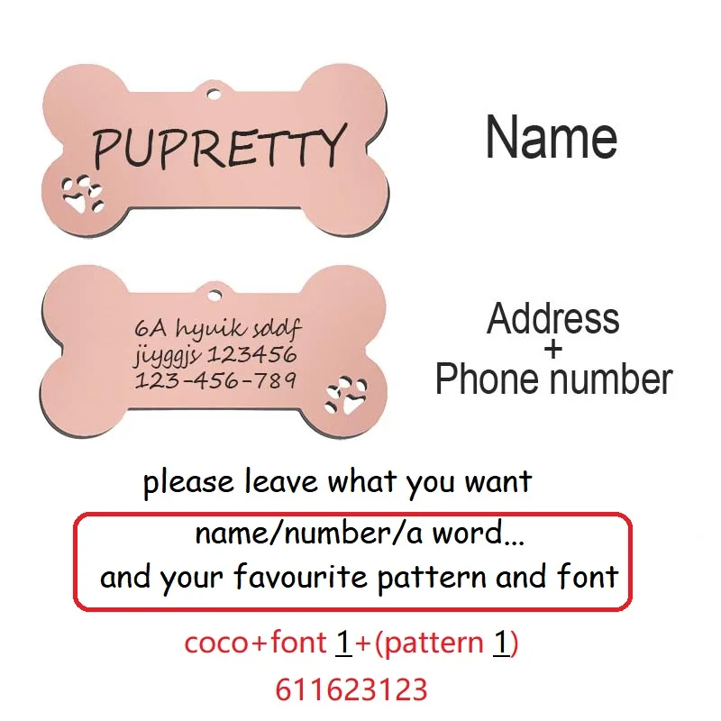 (2pcs) Pet ID Tag Personalized Free Engraved Keychain for Cat Puppy Dog Tag Pendant Keyring Bone Paw Bone Pet Accessories - Image 3